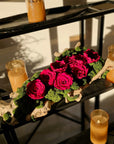 Moss Arrangement in Wood Container With Preserved Red Roses (Classic Size) 