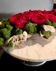 Moss Arrangement in Wood Container With Preserved Red Roses (Classic Size) 