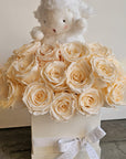 Preserved Roses and Toy Baby Gift Basket