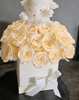 Preserved Roses and Toy Baby Gift Basket