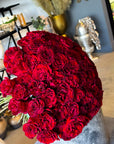 Red Roses Valentine's Day Bouquet - 75 Red Hearts Roses Hand Bouquet