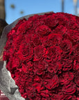 Red Roses Valentine's Day Bouquet - 100 Red Hearts Roses Hand Bouquet