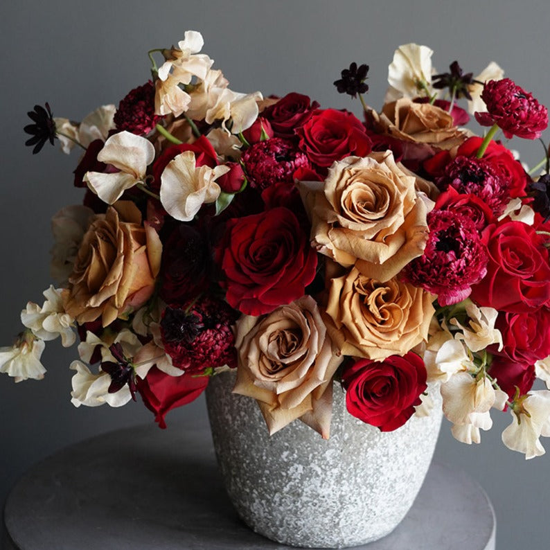 The Zoey Red and Neautral Rose Arrangement